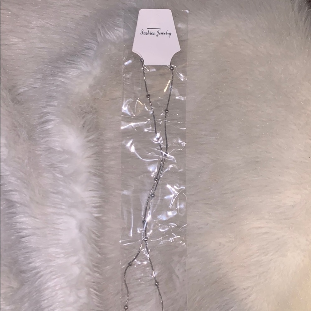Silver bead chain necklace